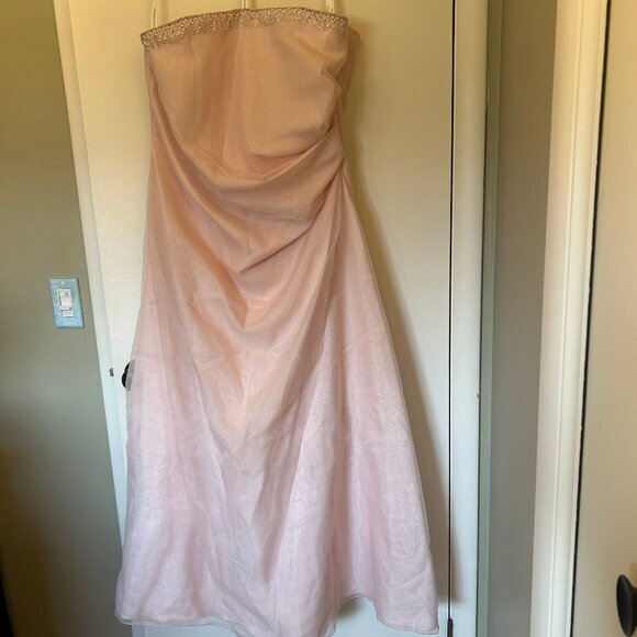 David's Bridal pale pink full-length strapless formal gown sz 22 - Picture 2 of 14